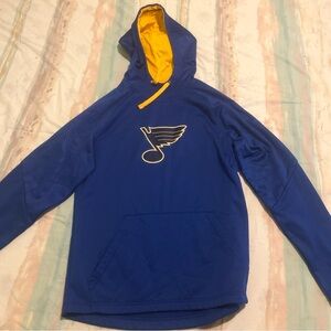 St Louis Blues Hoodie Mens Medium Fanatics Blue Pullover Sweatshirt NHL Hockey